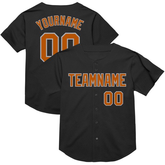 Maillot de baseball authentique Texas Orange-Gris, noir, personnalisé, rétro, en maille Maillot de baseball authentique Texas Orange-Gris, noir, personnalisé, rétro, en maille