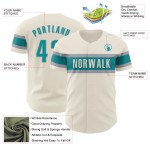 Maillot de baseball personnalisé bleu sarcelle et gris crème authentique Maillot de baseball personnalisé bleu sarcelle et gris crème authentique