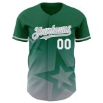 Maillot à motif étoile 3D personnalisé, style authentique Kelly, dégradé de baseball, vert scintillant, gris-blanc Maillot à motif étoile 3D personnalisé, style authentique Kelly, dégradé de baseball, vert scintillant, gris-blanc
