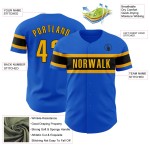 Maillot de baseball authentique Blue Custom Thunder, or et noir Maillot de baseball authentique Blue Custom Thunder, or et noir