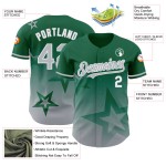 Maillot à motif étoile 3D personnalisé, style authentique Kelly, dégradé de baseball, vert scintillant, gris-blanc Maillot à motif étoile 3D personnalisé, style authentique Kelly, dégradé de baseball, vert scintillant, gris-blanc