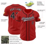 Maillot de baseball authentique à rayures grises et rouges, noir Maillot de baseball authentique à rayures grises et rouges, noir