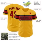 Maillot de baseball personnalisé rouge-noir authentique doré Maillot de baseball personnalisé rouge-noir authentique doré