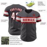 Maillot de baseball authentique blanc-rouge acier personnalisé gris Maillot de baseball authentique blanc-rouge acier personnalisé gris