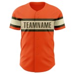 Maillot de baseball orange personnalisé olive-crème authentique Maillot de baseball orange personnalisé olive-crème authentique