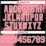 Motif de baseball rose au pinceau, maillot 3D noir et blanc authentique, personnalisé, trait abstrait moyen Motif de baseball rose au pinceau, maillot 3D noir et blanc authentique, personnalisé, trait abstrait moyen