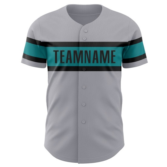 Maillot de baseball noir et gris sarcelle authentique personnalisé Maillot de baseball noir et gris sarcelle authentique personnalisé