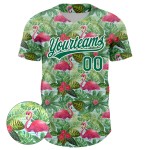 Motif Flamingo Kelly Blanc et Design Hawaii Baseball Feuilles Vertes Authentique Jersey Palm Animal Personnalisé 3D Motif Flamingo Kelly Blanc et Design Hawaii Baseball Feuilles Vertes Authentique Jersey Palm Animal Personnalisé 3D