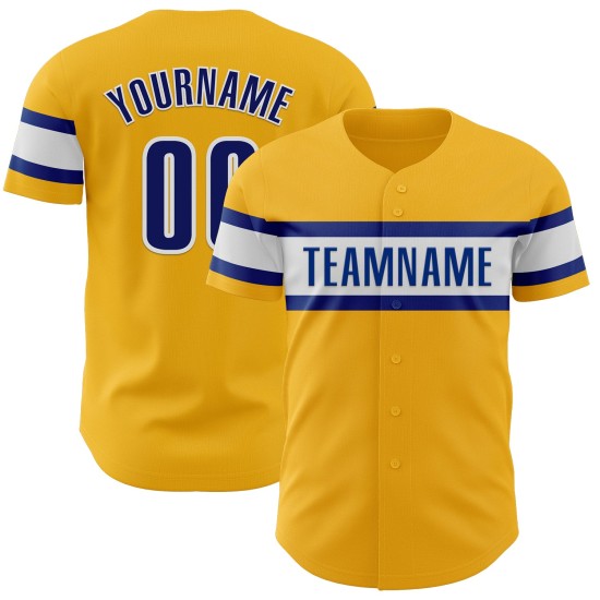 Maillot de baseball personnalisé Royal-White Gold authentique Maillot de baseball personnalisé Royal-White Gold authentique