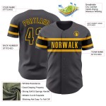 Maillot de baseball gris personnalisé noir-or acier authentique Maillot de baseball gris personnalisé noir-or acier authentique