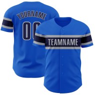 Maillot de baseball bleu personnalisé Thunder Authentic bleu marine-gris