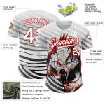 Maillot de baseball authentique à motif animalier 3D blanc personnalisé avec loup rouge Maillot de baseball authentique à motif animalier 3D blanc personnalisé avec loup rouge