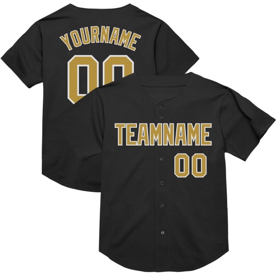 Maillot de baseball authentique en maille noire rétro, doré et blanc, ancien et personnalisé Maillot de baseball authentique en maille noire rétro, doré et blanc, ancien et personnalisé