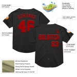Maillot de baseball authentique en maille noire rétro personnalisé rouge Maillot de baseball authentique en maille noire rétro personnalisé rouge