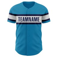 Maillot de baseball authentique des Panthers blanc et bleu marine, personnalisé, bleu Maillot de baseball authentique des Panthers blanc et bleu marine, personnalisé, bleu