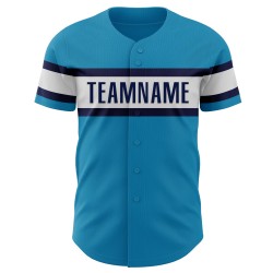 Maillot de baseball authentique des Panthers blanc et bleu marine, personnalisé, bleu