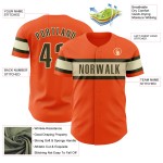 Maillot de baseball orange personnalisé olive-crème authentique Maillot de baseball orange personnalisé olive-crème authentique