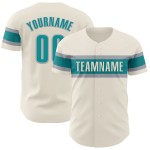 Maillot de baseball personnalisé bleu sarcelle et gris crème authentique Maillot de baseball personnalisé bleu sarcelle et gris crème authentique